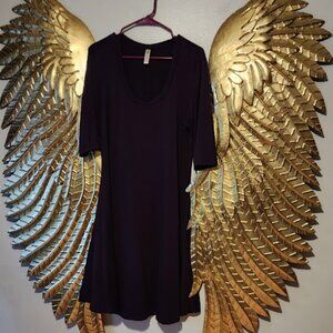 24Seven Elbow Sleeve Knee Length Dress- Deep Purple